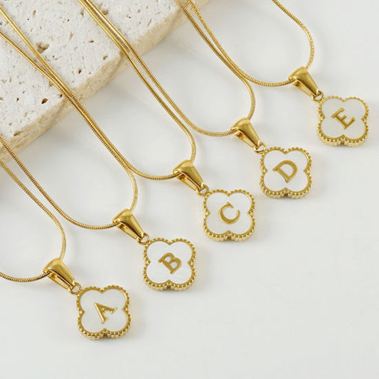 LUCKY LETTER CLOVER NECKLACE